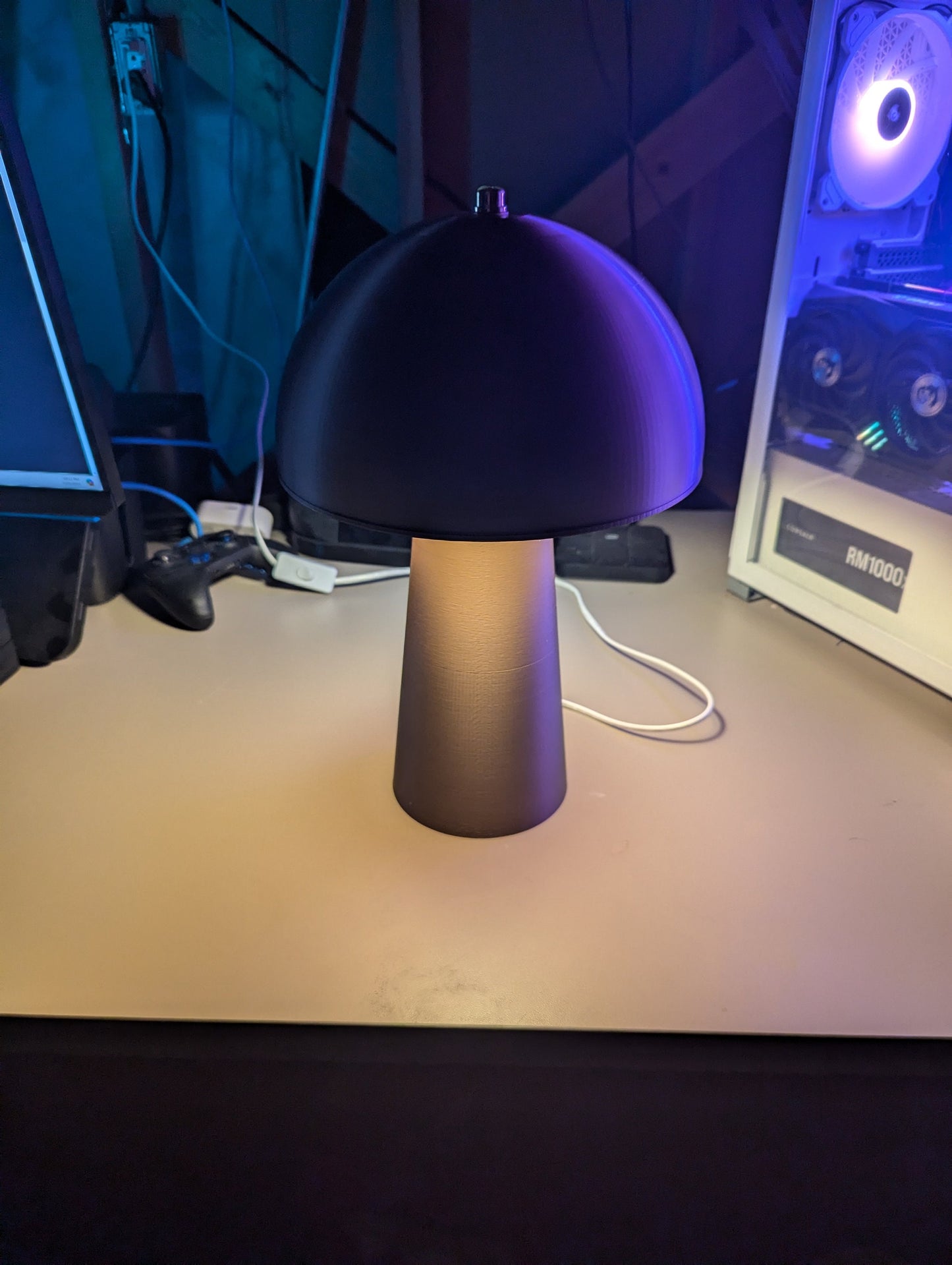 Mushroom Lamp; Modern Bedside Lamp; Copper Brown Metallic