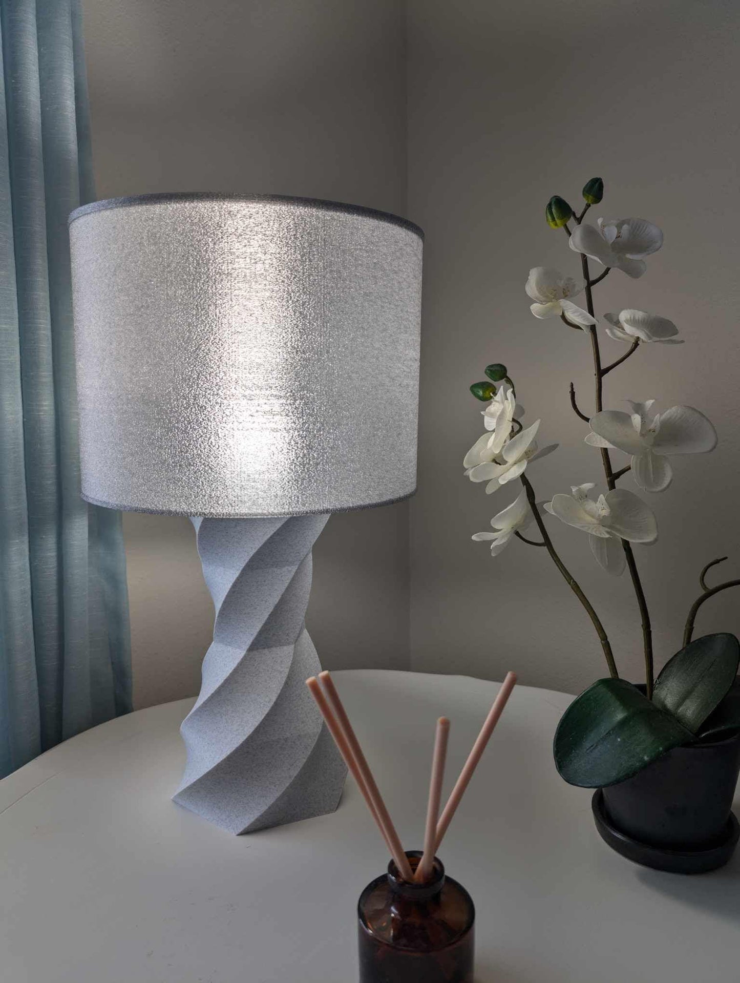 Twist Lamp; Modern Bedside Table  Lamp; Marble White