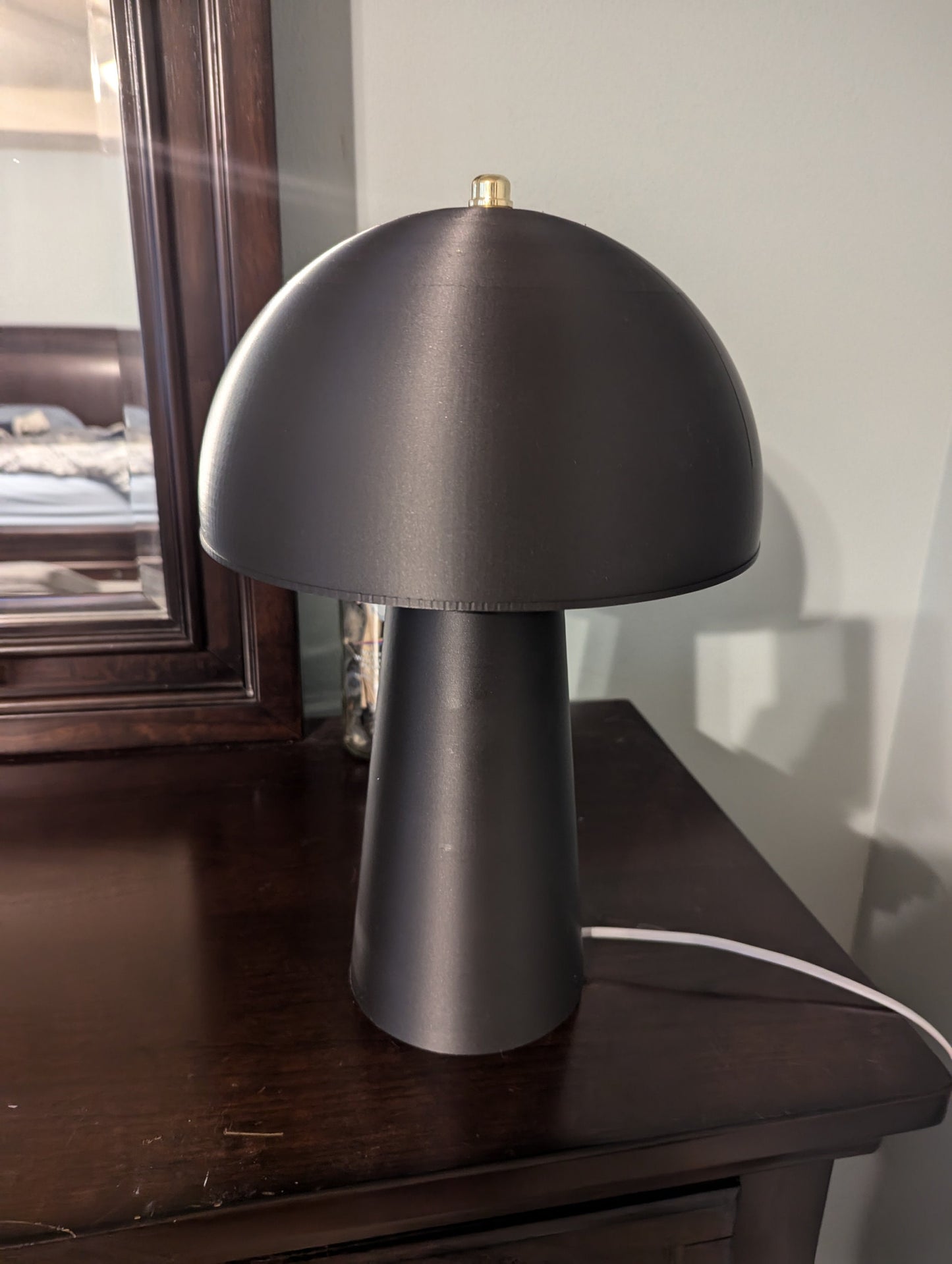 Mushroom Lamp; Modern Bedside Lamp; Iron Gray Metallic