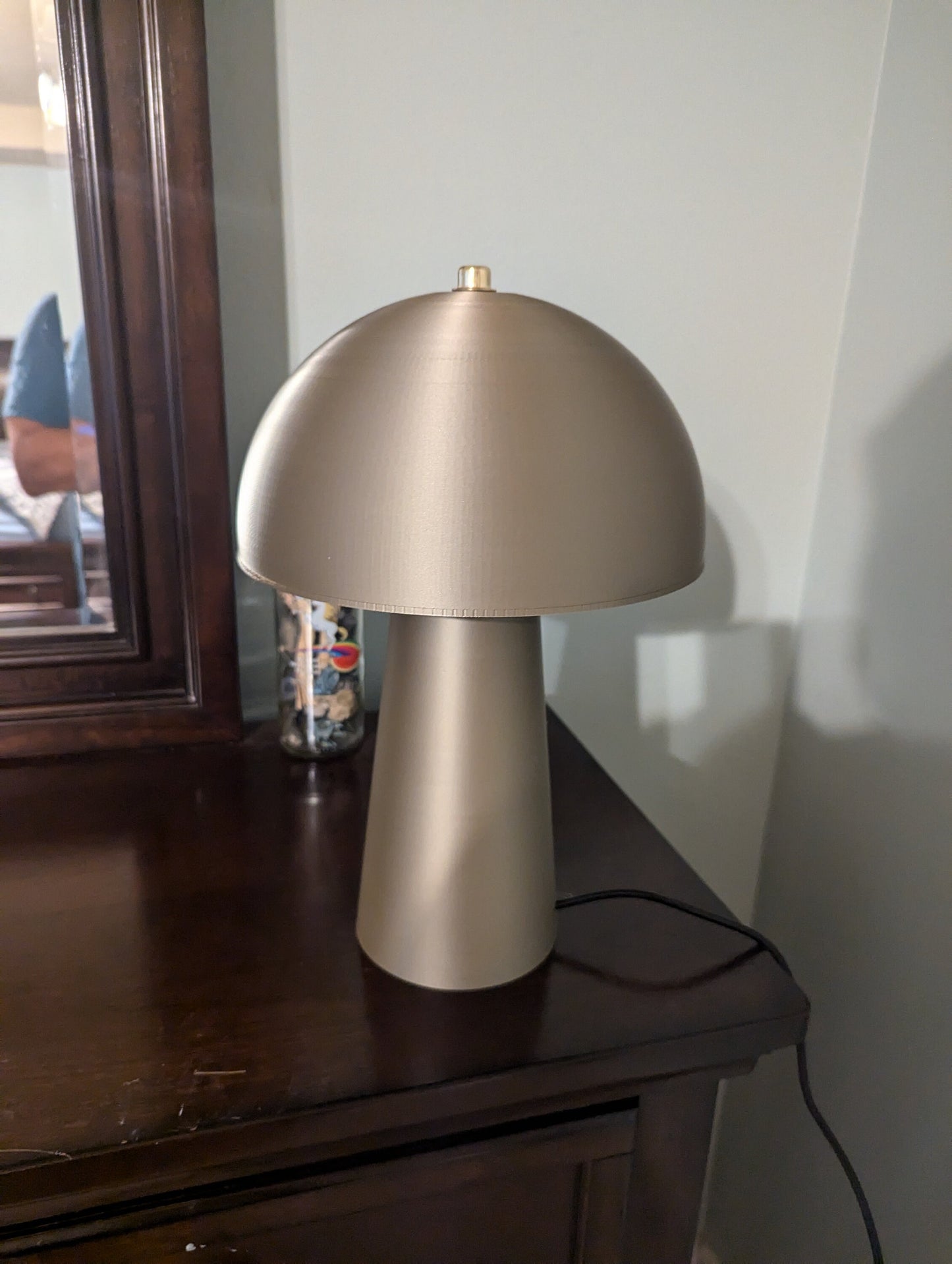 Mushroom Lamp; Modern Bedside Lamp; Iridium Gold Metallic
