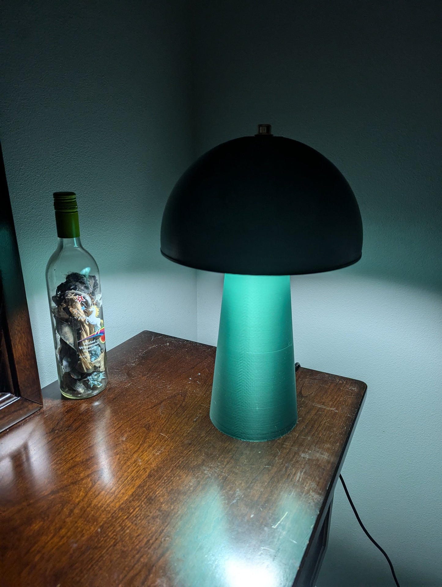 Mushroom Lamp; Modern Bedside Lamp; Oxide Green Metallic