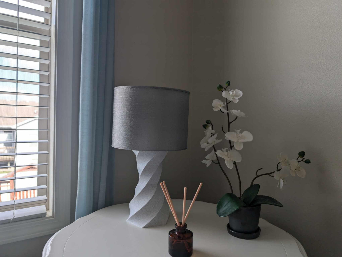 Twist Lamp; Modern Bedside Table  Lamp; Marble White