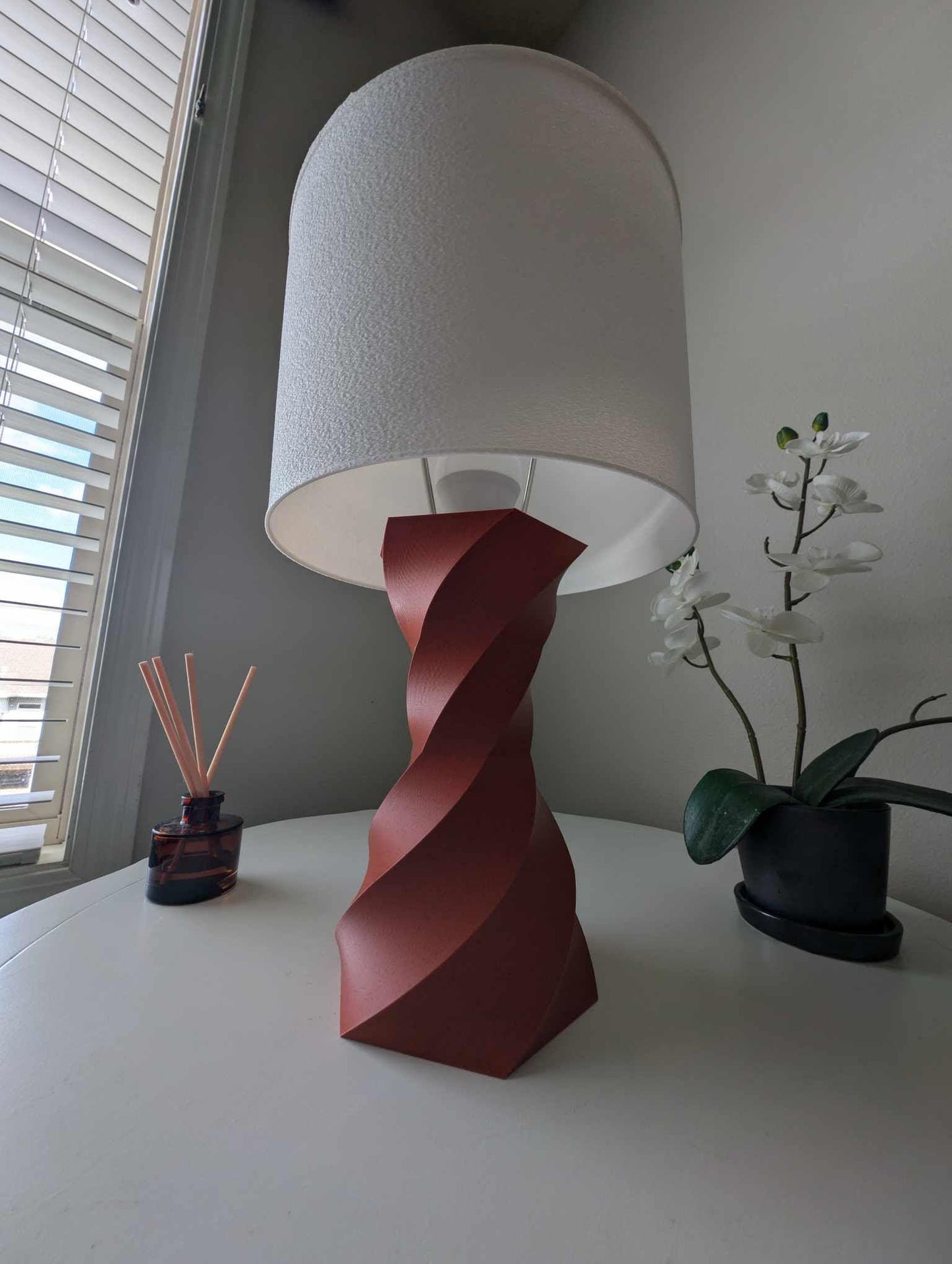 Twist Lamp; Modern Bedside Table  Lamp; Marble Red