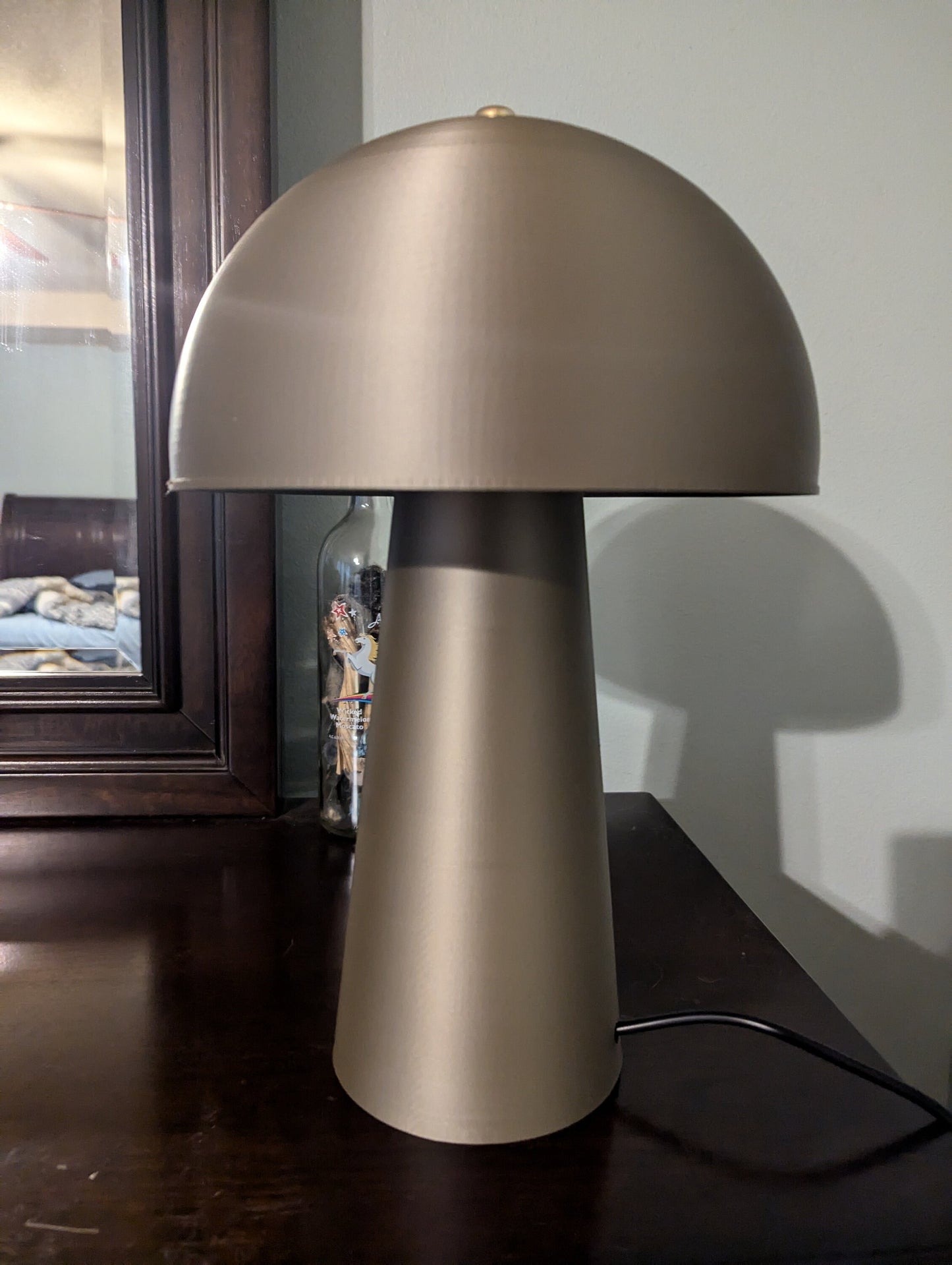 Mushroom Lamp; Modern Bedside Lamp; Iridium Gold Metallic