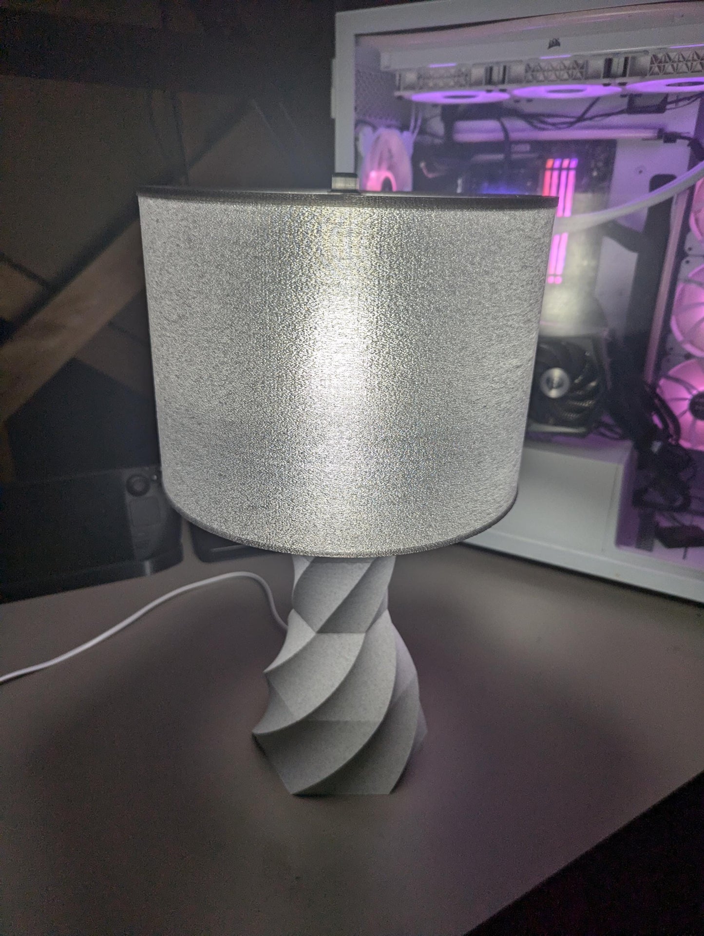 Twist Lamp; Modern Bedside Table  Lamp; Marble White