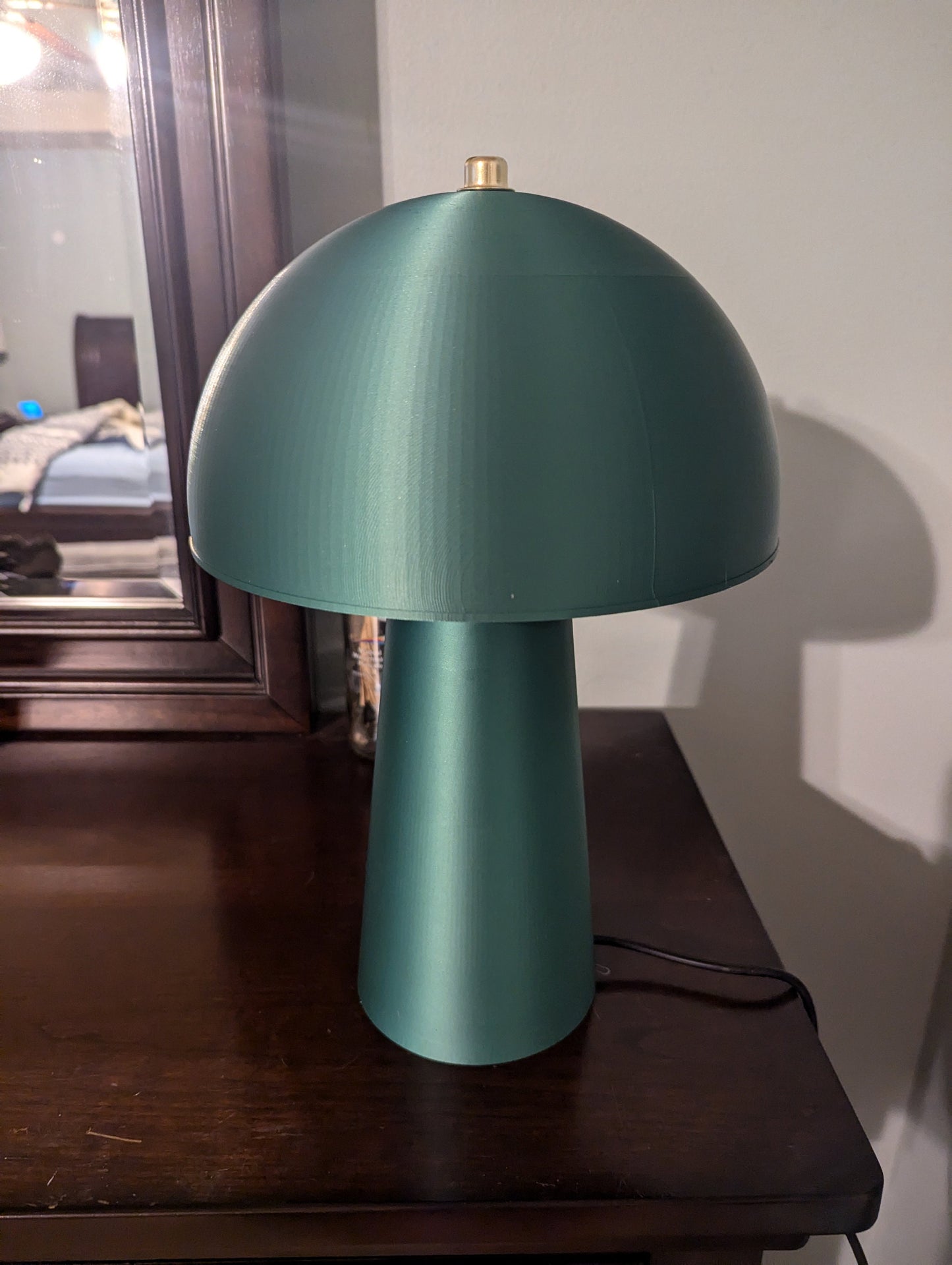 Mushroom Lamp; Modern Bedside Lamp; Oxide Green Metallic
