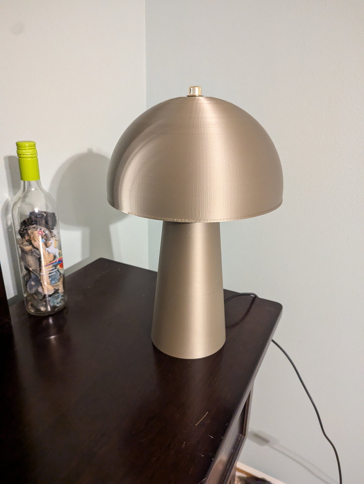 Mushroom Lamp; Modern Bedside Lamp; Iridium Gold Metallic