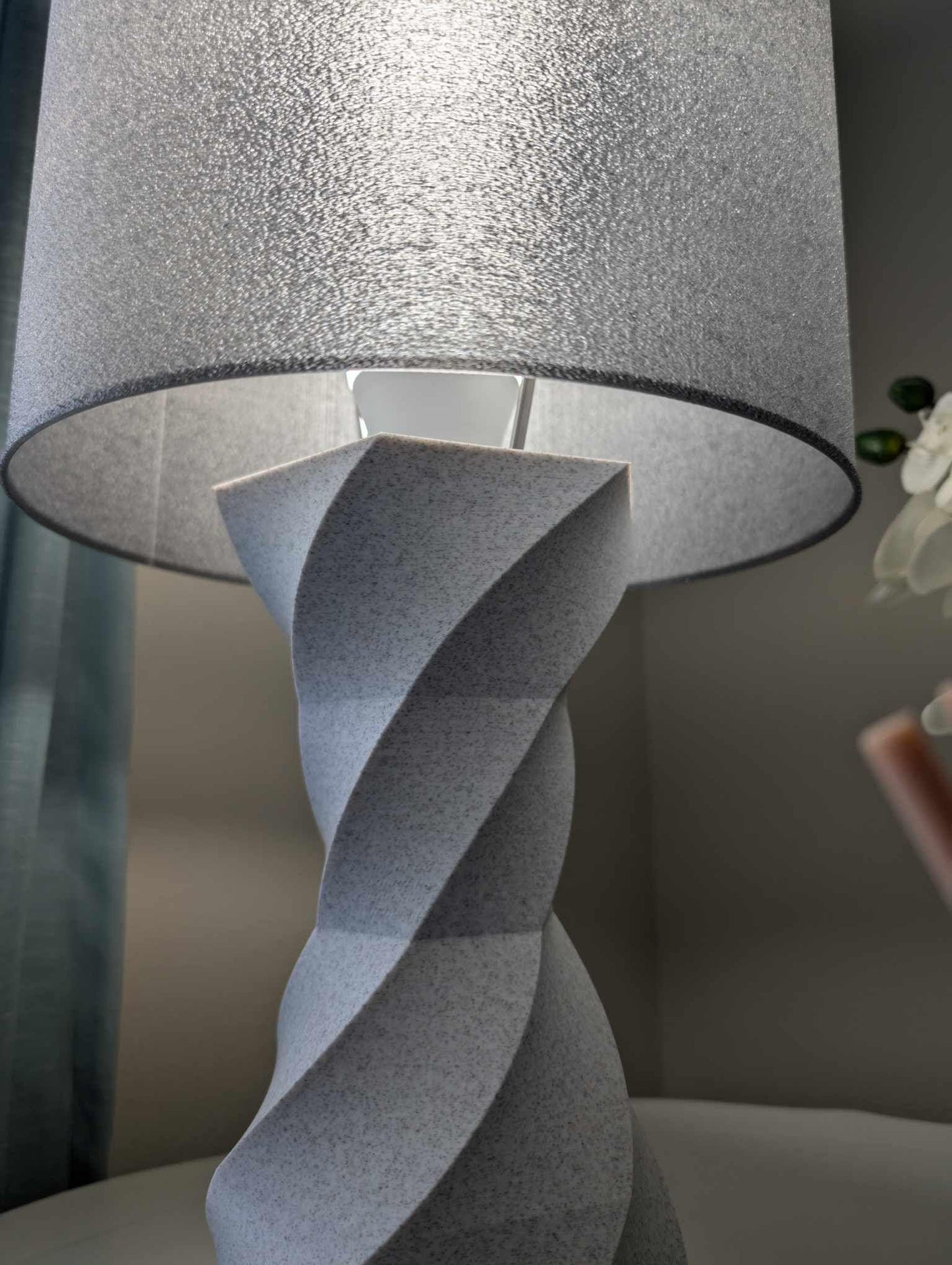 Twist Lamp; Modern Bedside Table  Lamp; Marble White