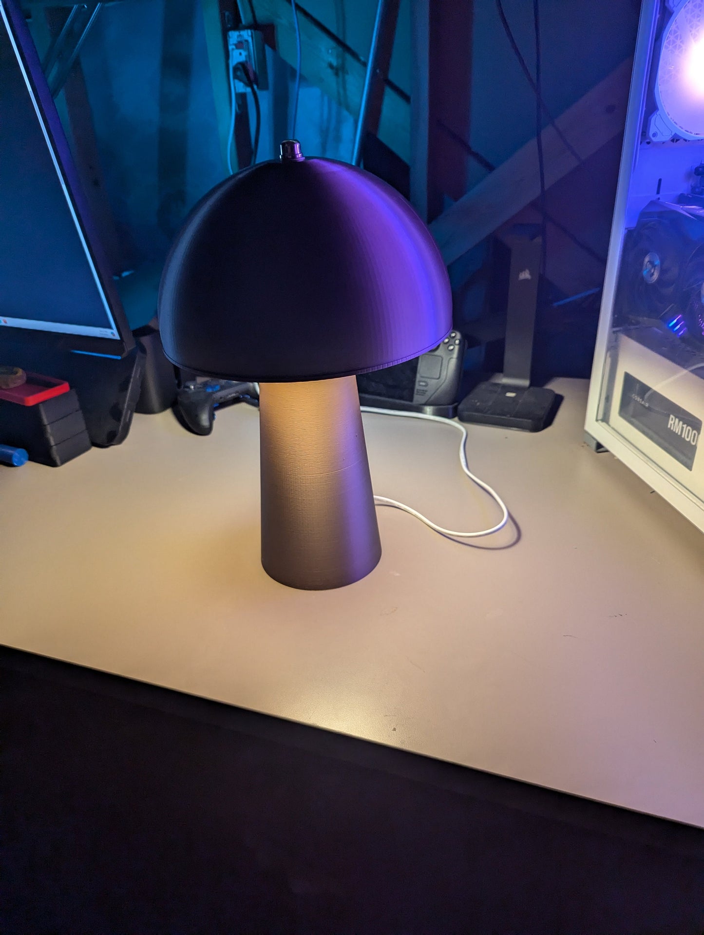 Mushroom Lamp; Modern Bedside Lamp; Copper Brown Metallic