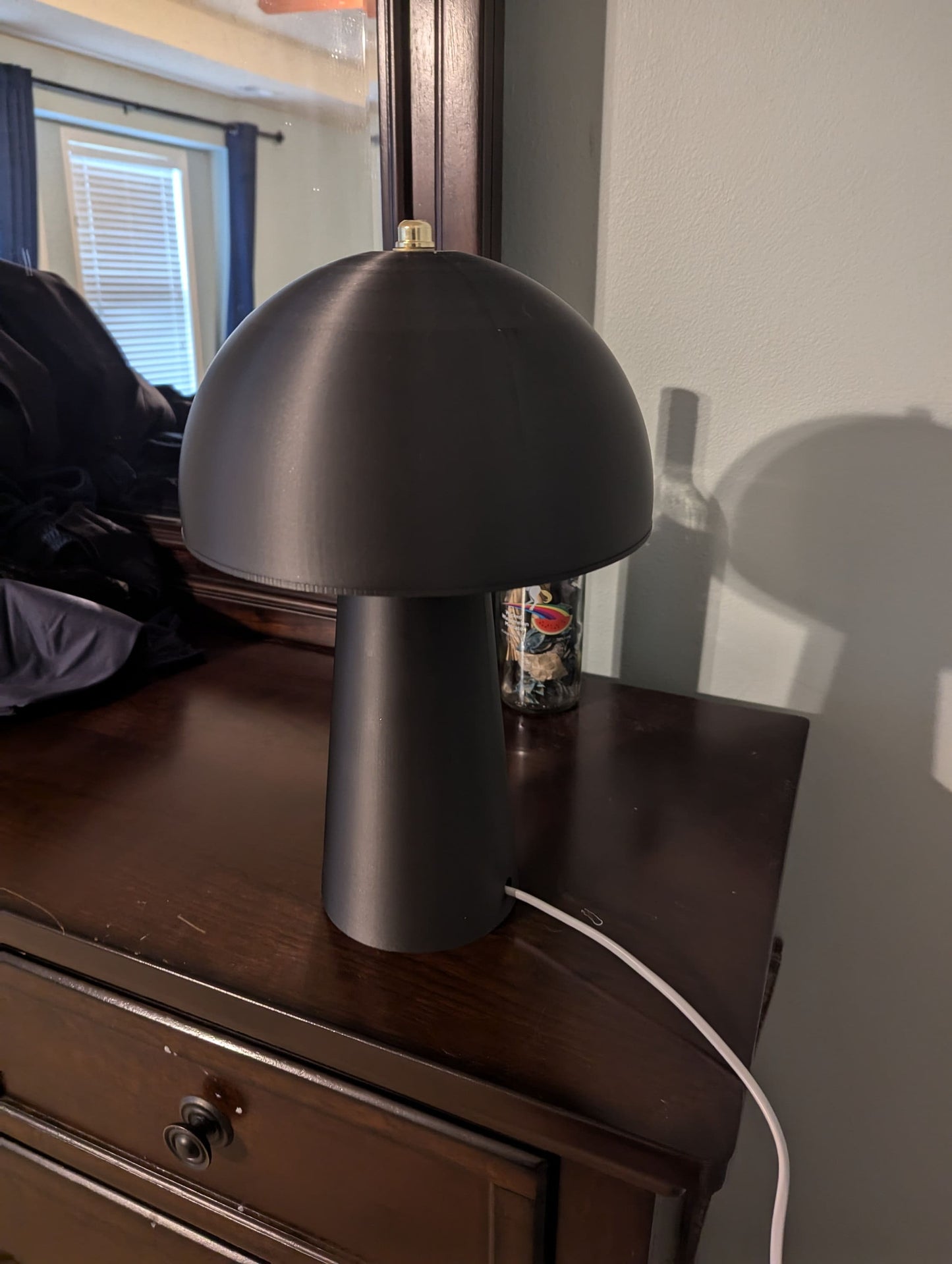 Mushroom Lamp; Modern Bedside Lamp; Iron Gray Metallic