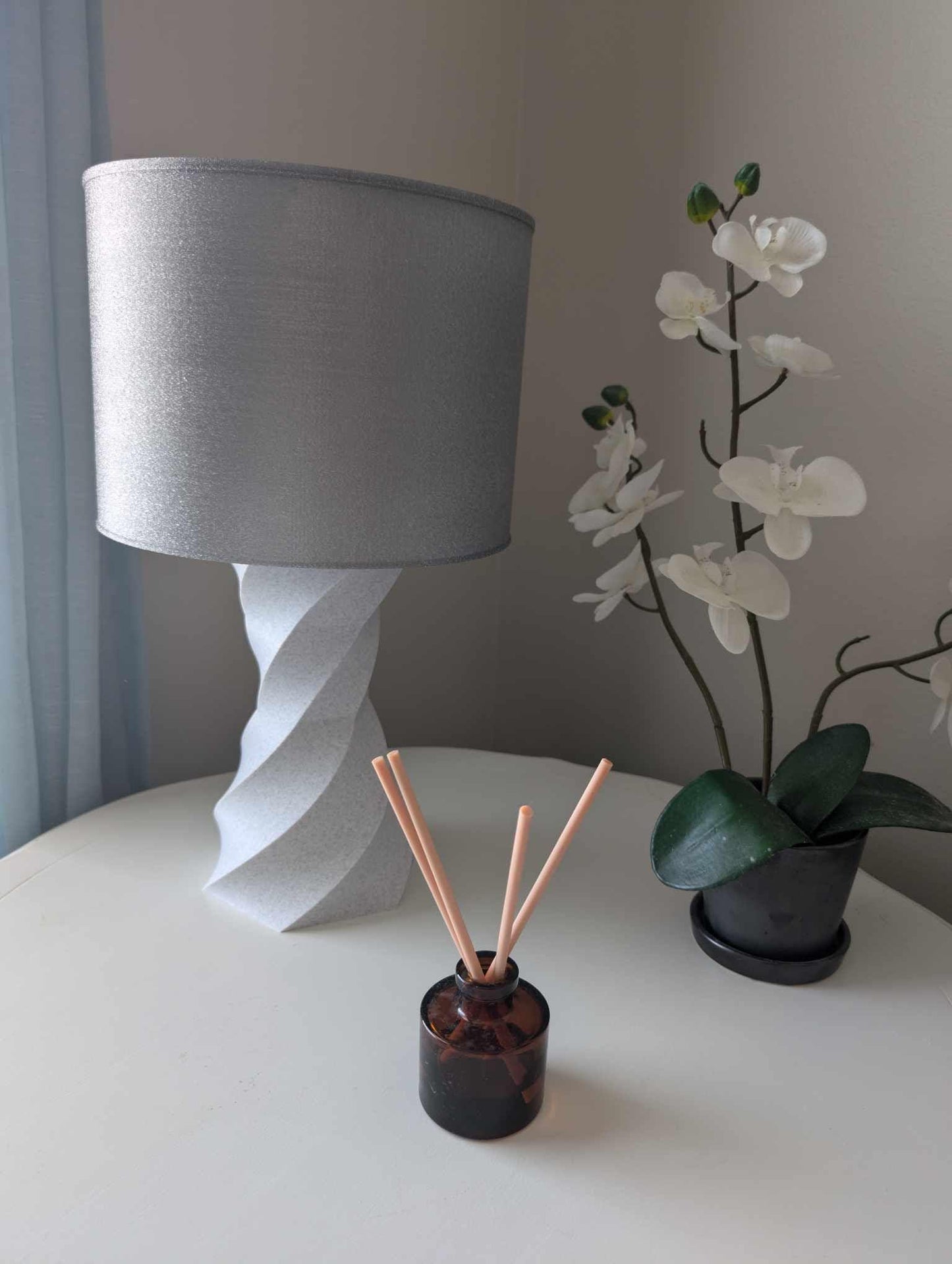 Twist Lamp; Modern Bedside Table  Lamp; Marble White