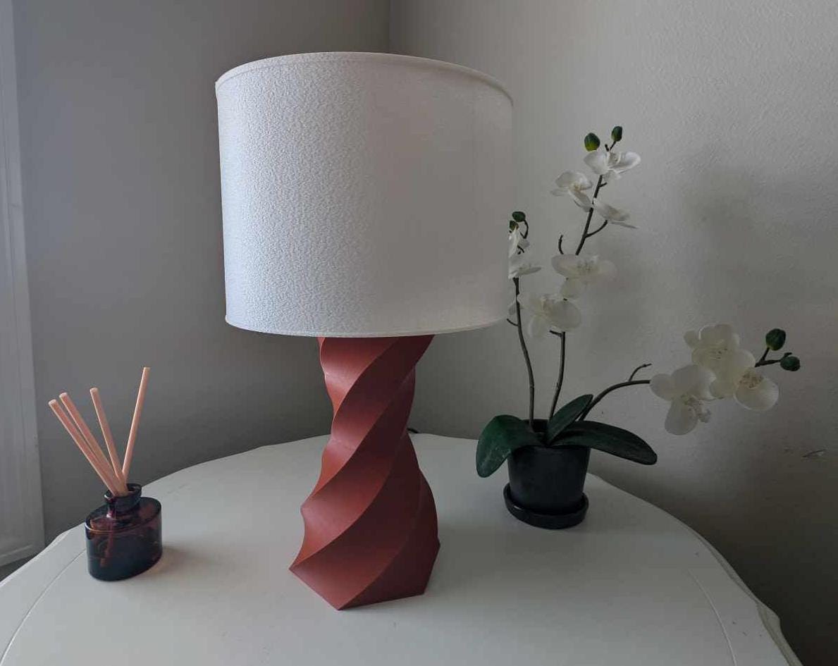 Twist Lamp; Modern Bedside Table  Lamp; Marble Red