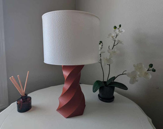 Twist Lamp; Modern Bedside Table  Lamp; Marble Red