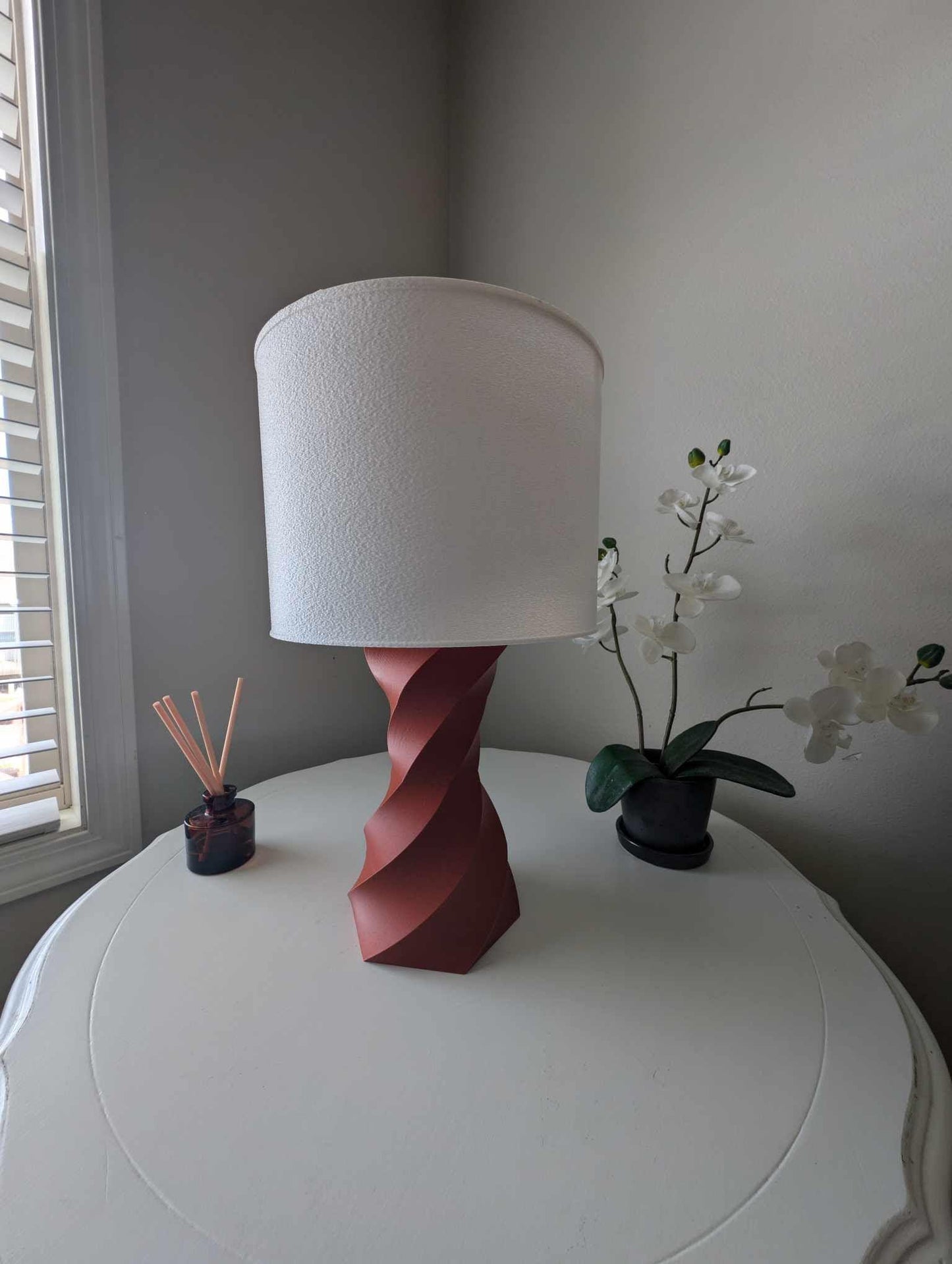 Twist Lamp; Modern Bedside Table  Lamp; Marble Red