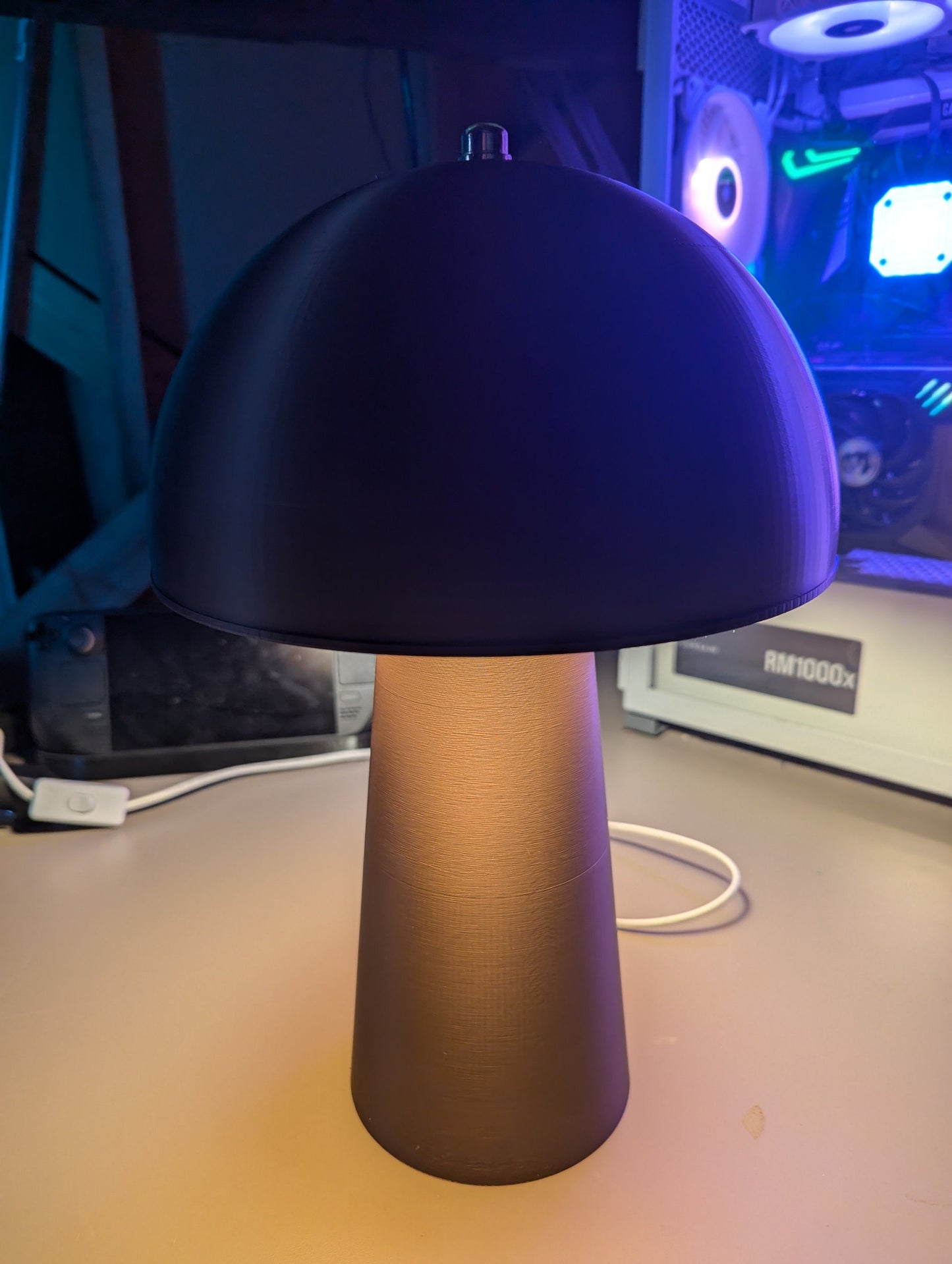 Mushroom Lamp; Modern Bedside Lamp; Copper Brown Metallic