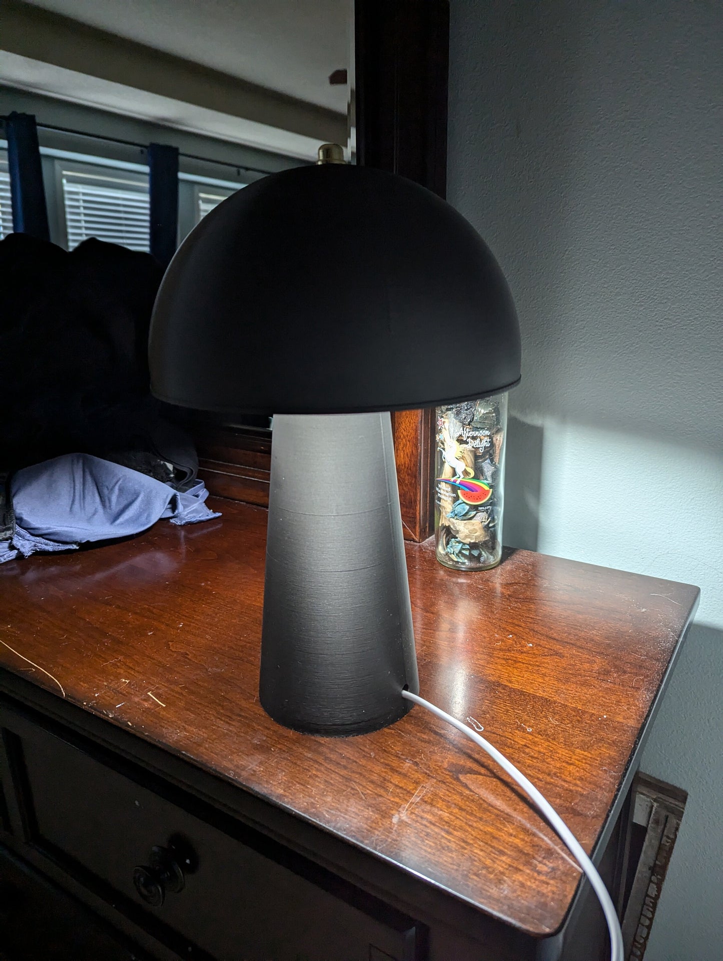 Mushroom Lamp; Modern Bedside Lamp; Iron Gray Metallic