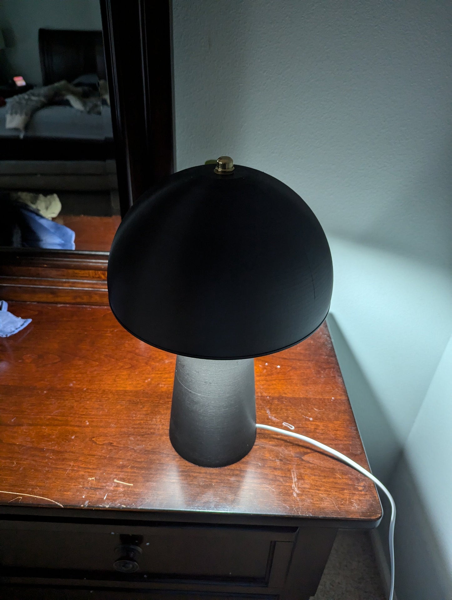 Mushroom Lamp; Modern Bedside Lamp; Iron Gray Metallic