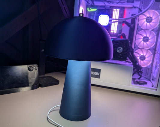 Mushroom Lamp; Modern Bedside Lamp; Cobalt Blue Metallic